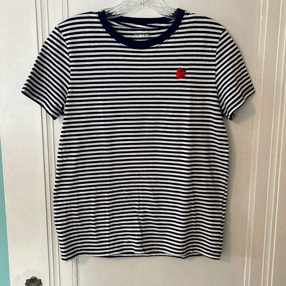 JCrew short sleeve striped cotton t shirt with embroidery